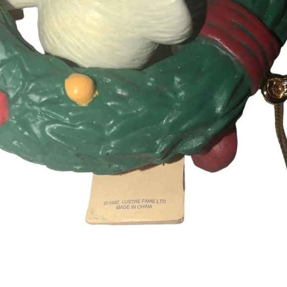 Vintage LUSTRE FAME LTD. '92 "Christmas is Sharing" Mice Wreath Xmas Ornament - Picture 4 of 4